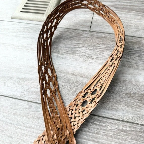 Vintage Handmade Wide Woven Leather Belt - Picture 10 of 15